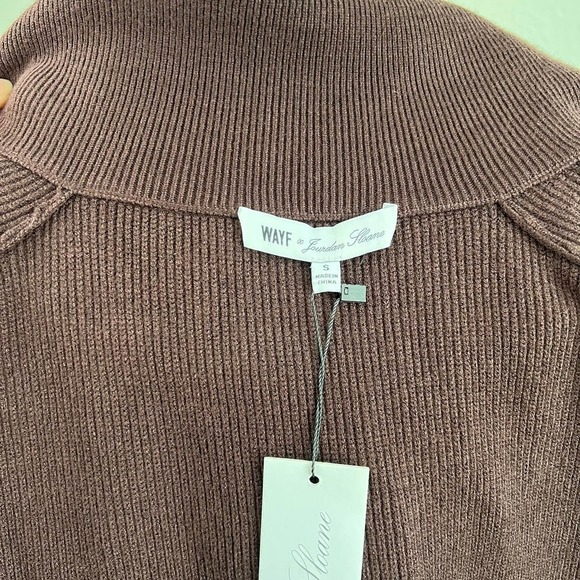 NWT WAYF x Jourdan Sloane Diane Brown Ribbed Stretchy Sweater Mini Dress Small - Picture 7 of 8